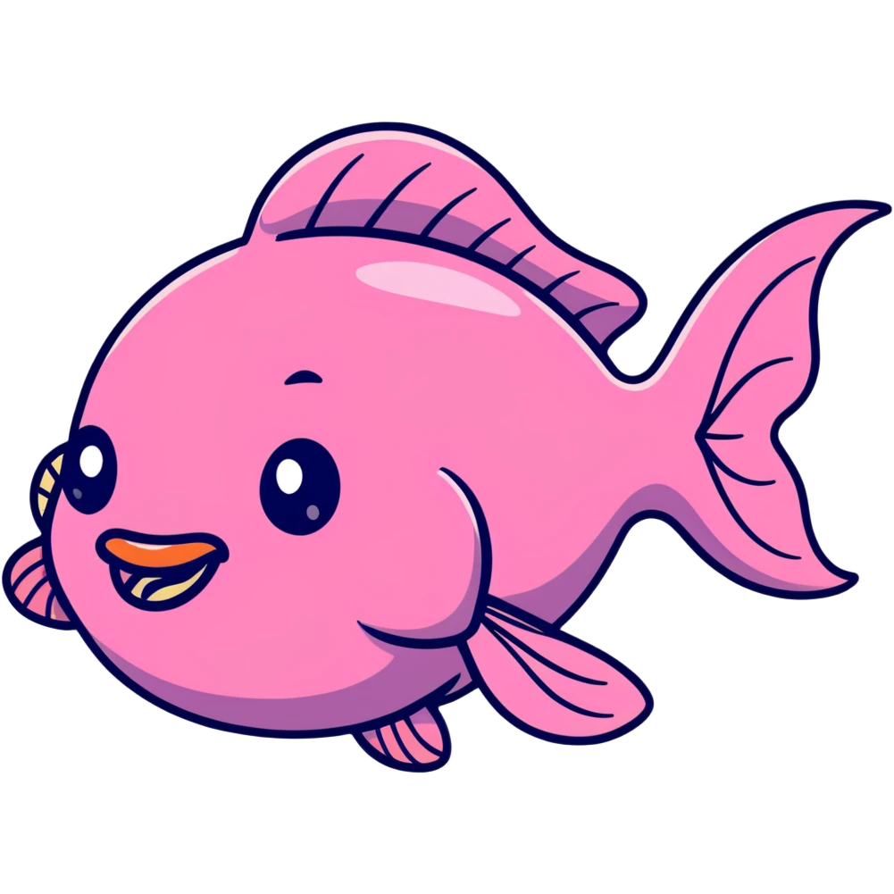 fat pink fish with a big open mouth because the fish is a mouth breather and add big eyelashes emoji