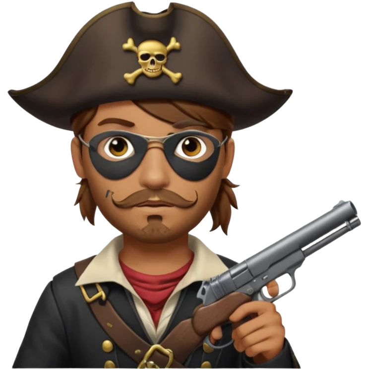 Pirates patch on left eye hoarding a gun emoji