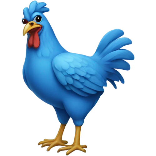 A blue chicken emoji