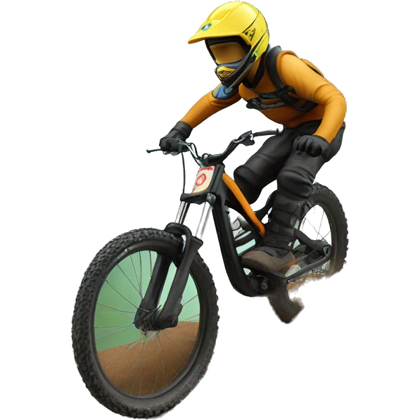Dirt jump biker der über einen Sprung springt im Wald emoji