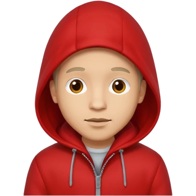 Man in red coat, hood up emoji