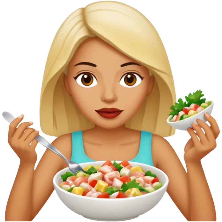 Mujer comiendo ceviche emoji
