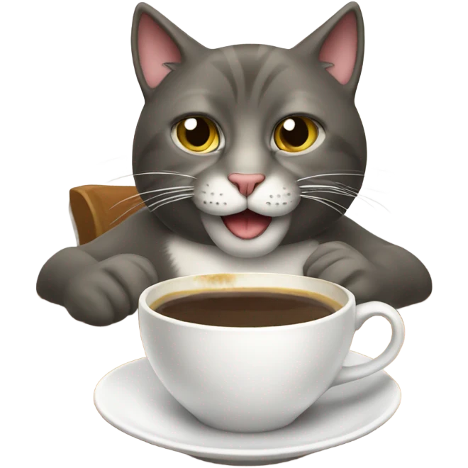 Cat drinking coffee emoji