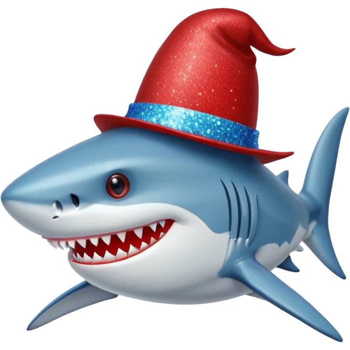 red glitter top hat shark emoji