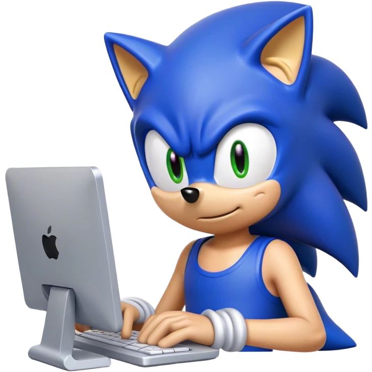 Sonic using a computer  emoji