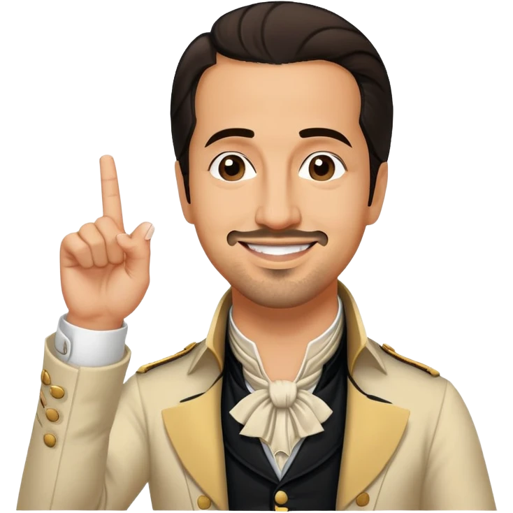 lin manuel miranda as alexander hamilton sticking up the middle finger while smiling emoji