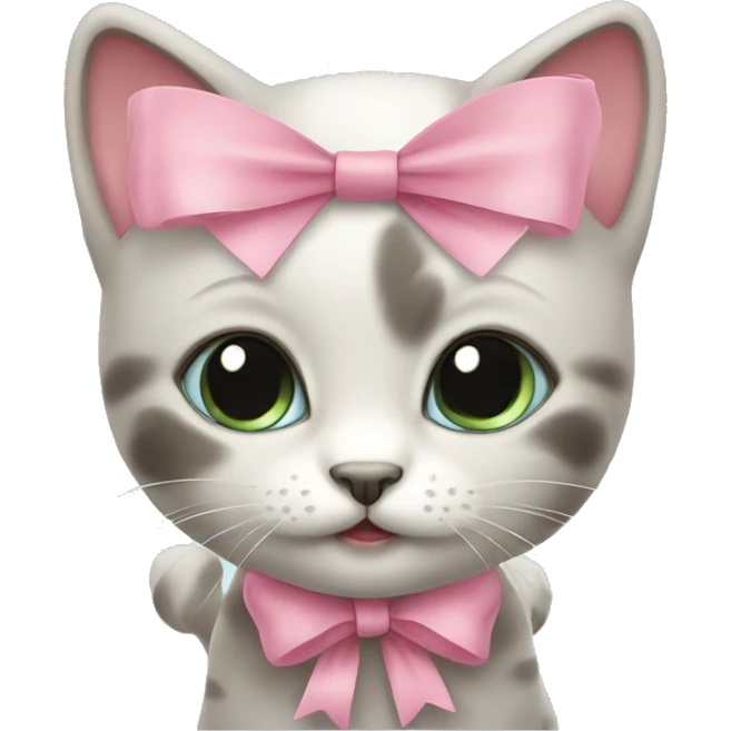cute kitten with pink bow emoji