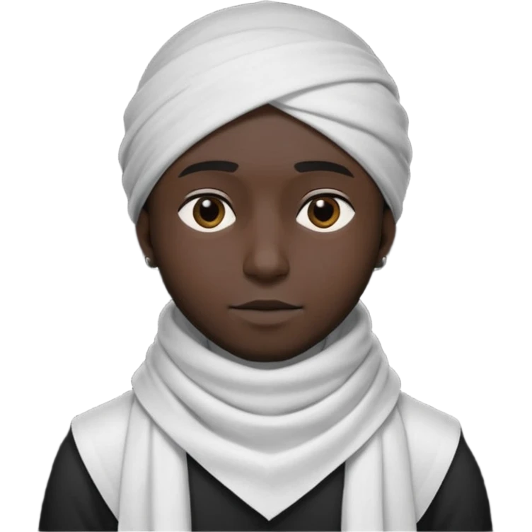 A guy with a triangle body with no arms and legs then his head is a perfect circle and his head is also black then give him a hat that doesn’t go behind his head, and last but not least give him a white scarf emoji