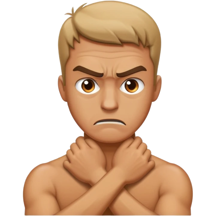 angry guy crossing his hands around his neck emoji