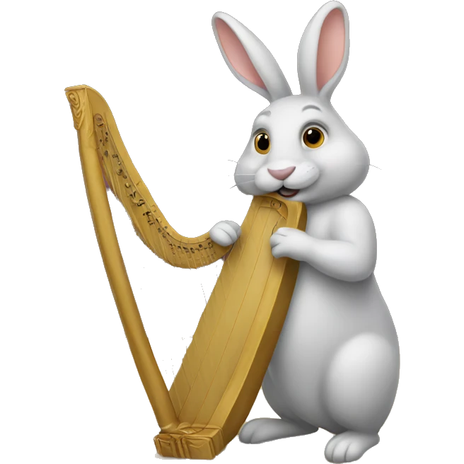 Rabbit playing harp emoji