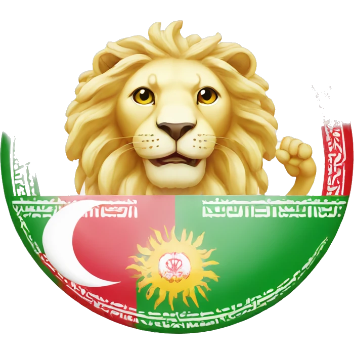 Iran flag with lion and sun and angel emoji