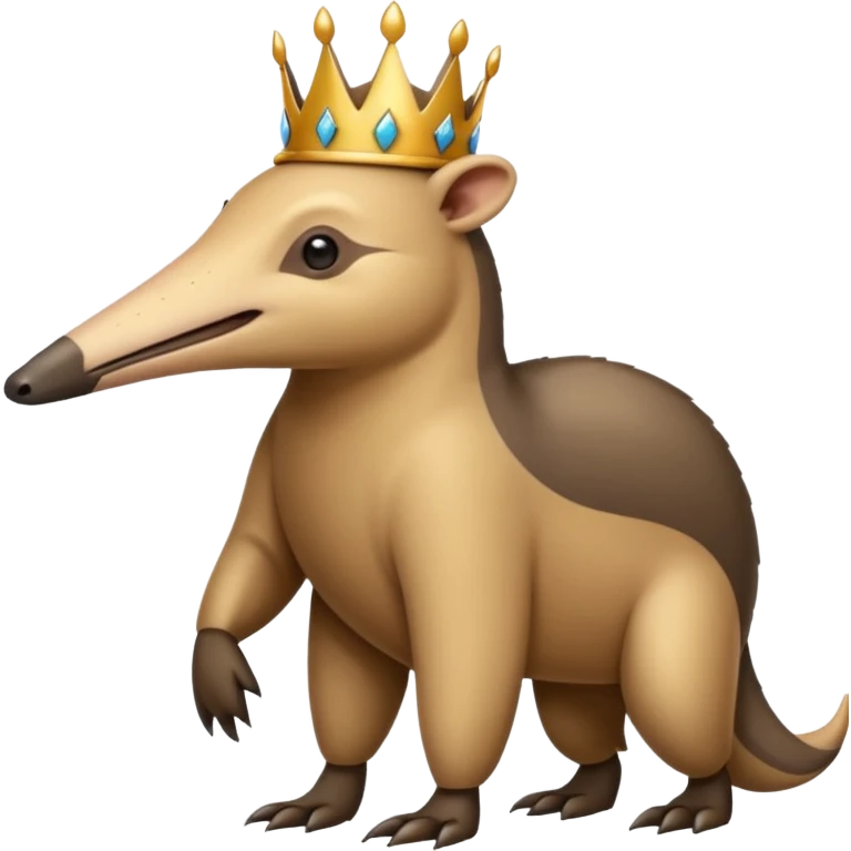 Anteater walking around and wearing a crown emoji