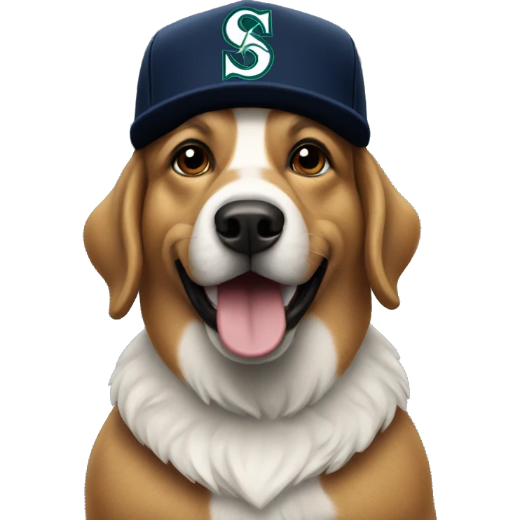 Dog with Seattle Mariner hat emoji