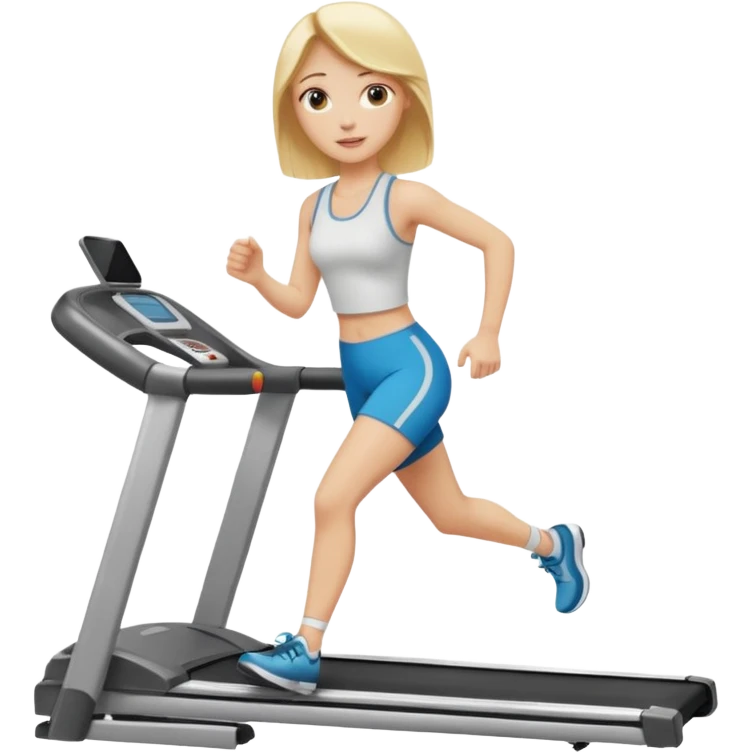 white girl with blond haur on treadmill emoji