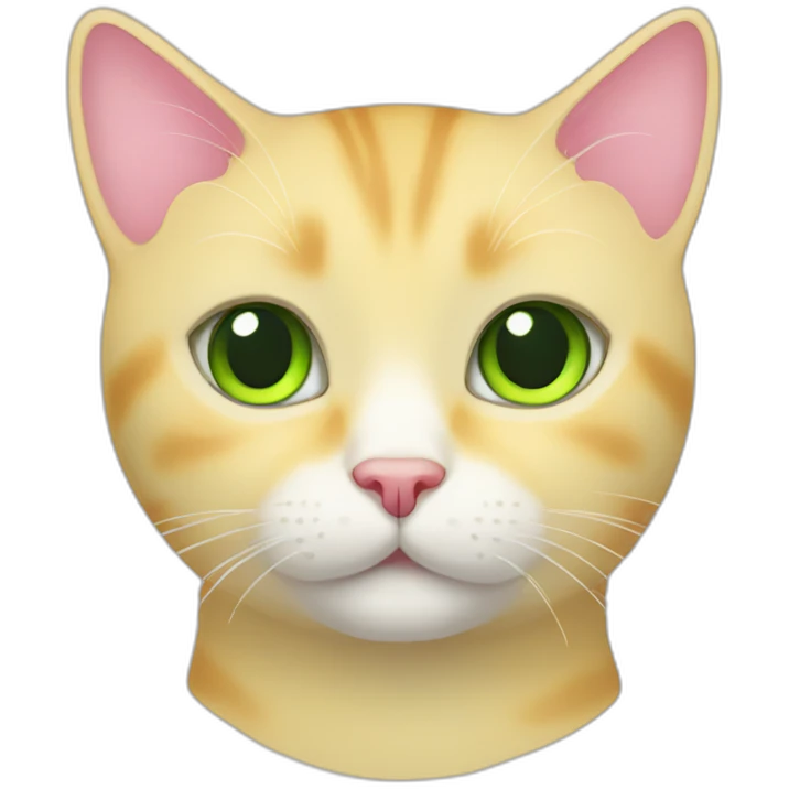 yellow shorthair cat with green eyes and pink nose emoji