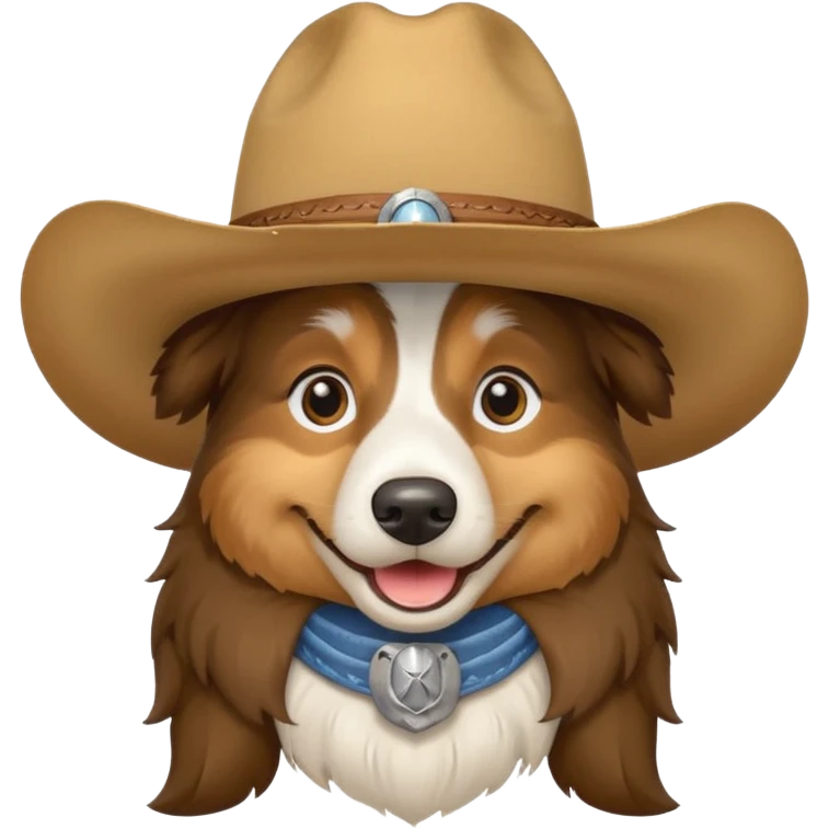 Collie Dog in cowboy hat smiling emoji