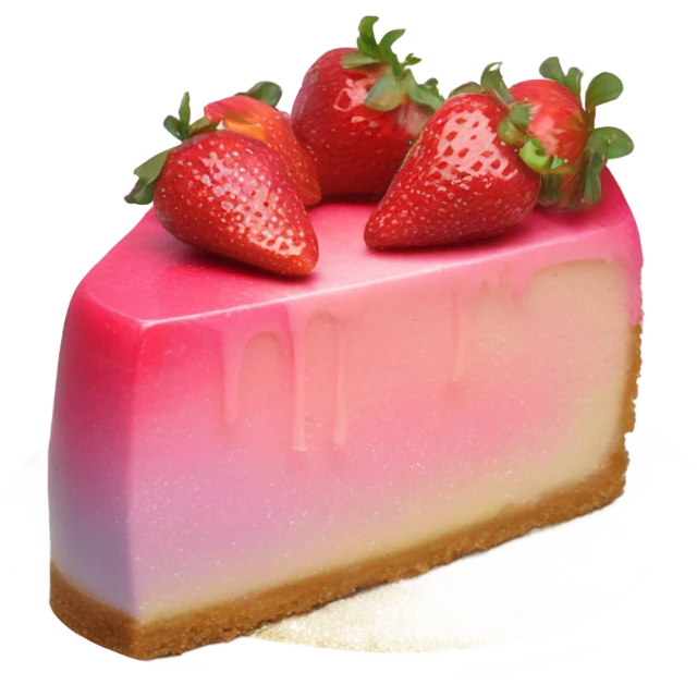 Pink ombre glaze cheesecake with glitter and strawberries  emoji