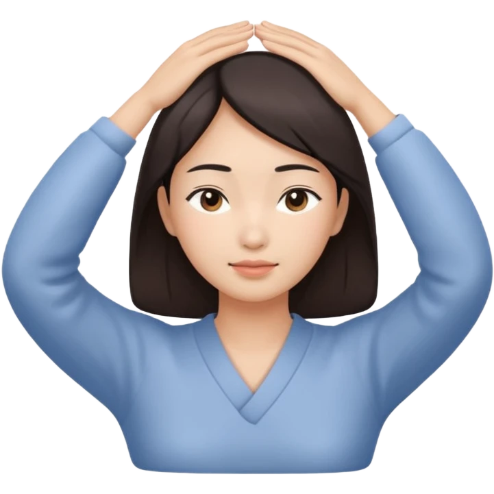a person massaging the head of an Asian woman, gentle and relaxing scene emoji