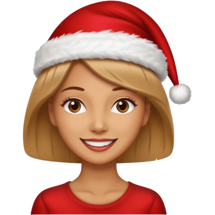 mujer peinandose en la peluqueria y con un gorro de navidad  emoji