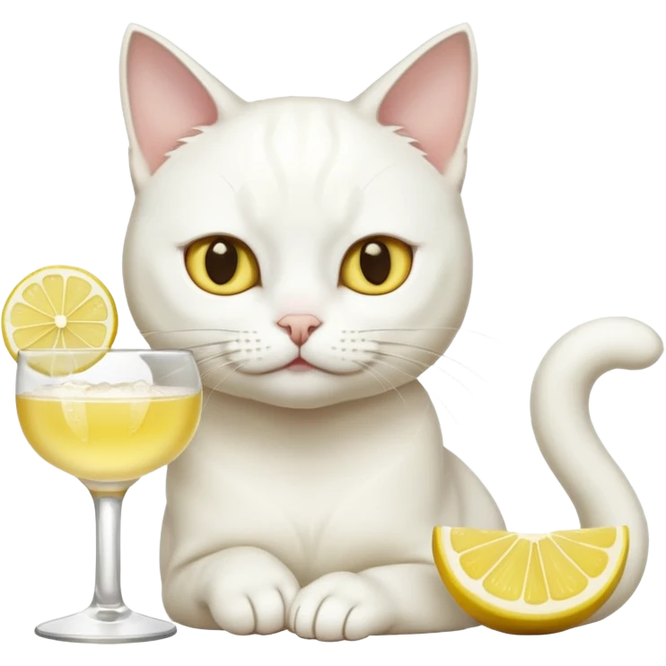 White Cat drinking tequila  With lemon and salt  emoji