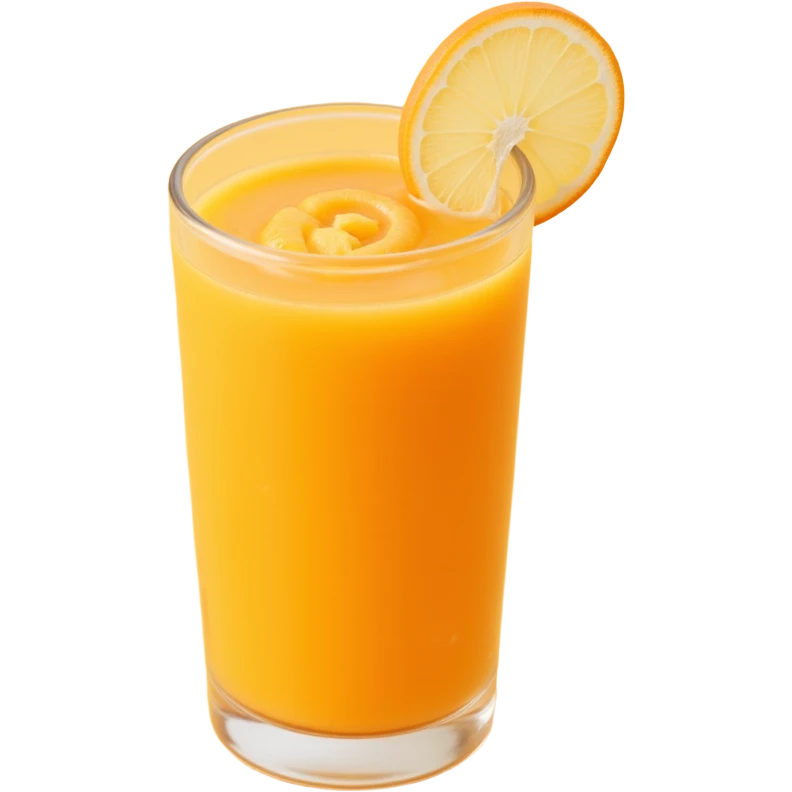 a shiny glass of orange juice, skeuomorphism style emoji