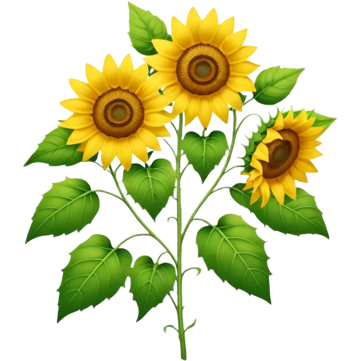 Sunflowers on a long vine with leaves emoji