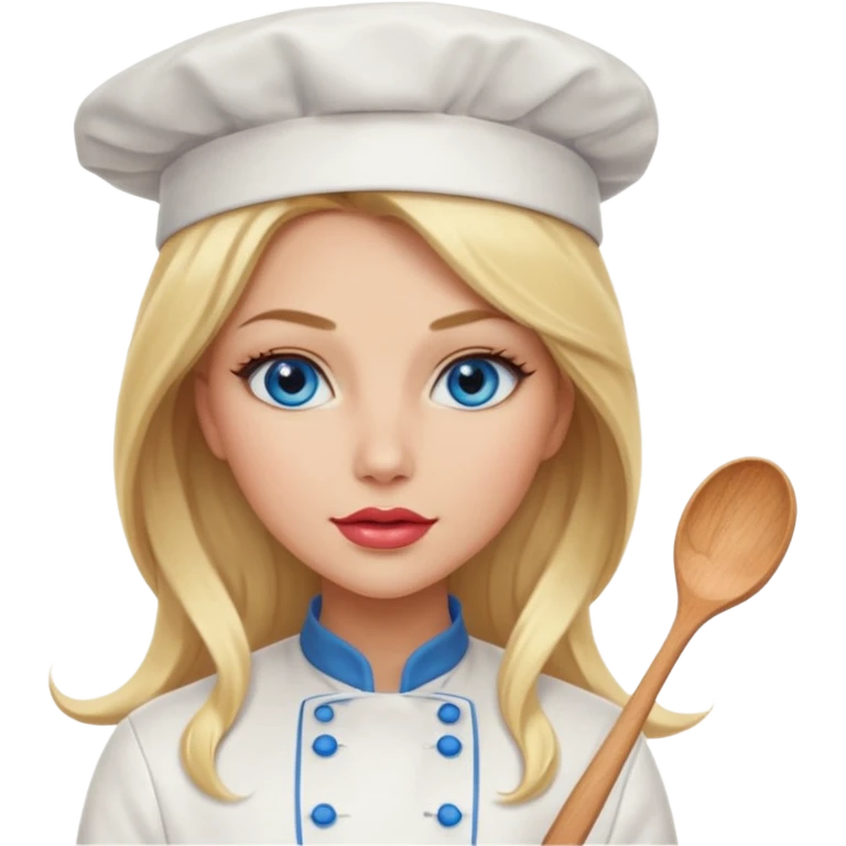 Beautiful, sexy,  long blonde hair, blue eyed, full lips female chef emoji