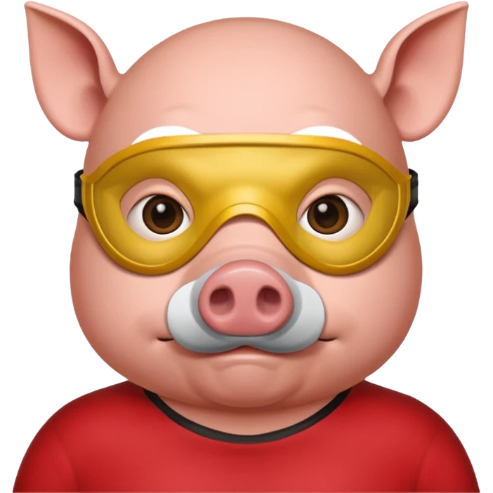 a pig hero with yellow mask and wearing shirt emoji