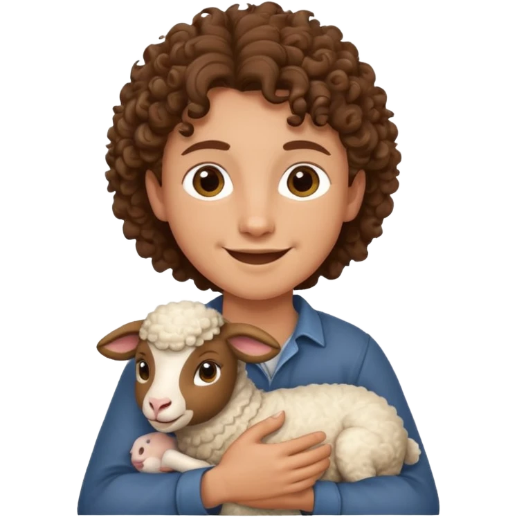 ["Medium-skin shepherd with curly brown hair, holding a lamb."] emoji