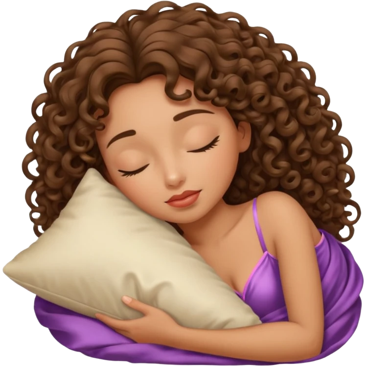 sleeping beauty curly brunette tan girl with a silk pillow emoji