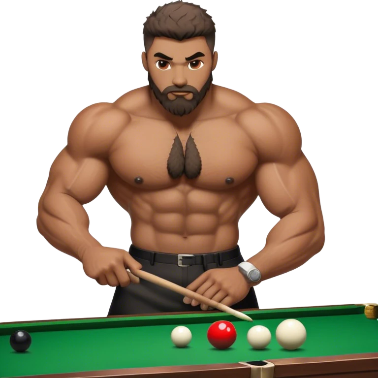 Hairy muscle man playing snooker emoji