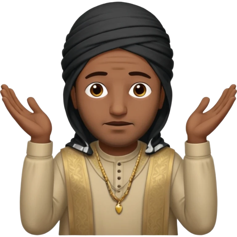 surrenders, depict an Iraqi with a sad face and raised hands emoji