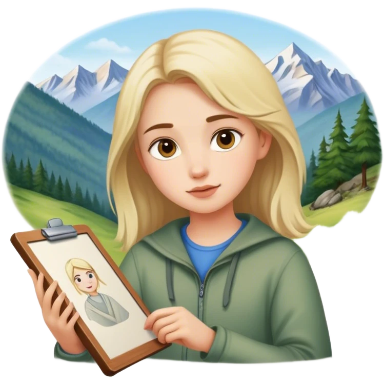 girl draws copy from life in the mountains emoji