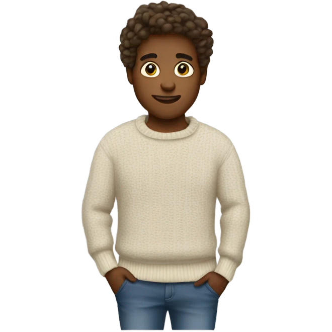 Cali wearing a sweater emoji