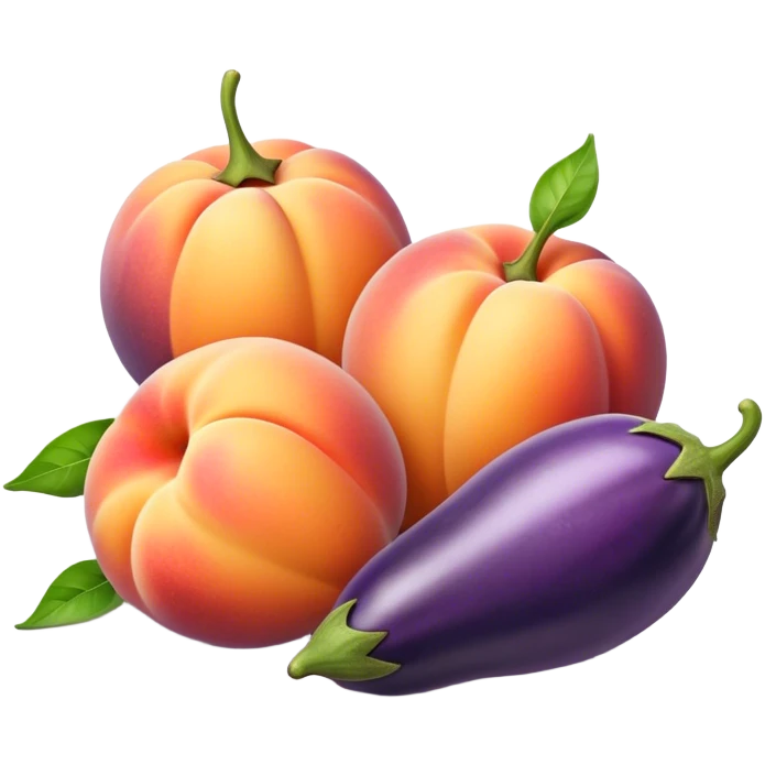 Peach and egg plants emoji