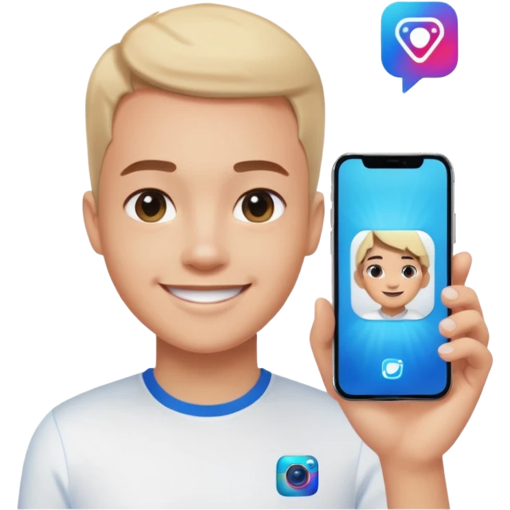 A realistic close-up photo of a professional-looking person smiling, with a blurred high-tech office background. Next to the person's face, there is a floating Instagram Blue Verified Badge. The lighting is cinematic, and the image looks like a high-end profile picture." emoji
