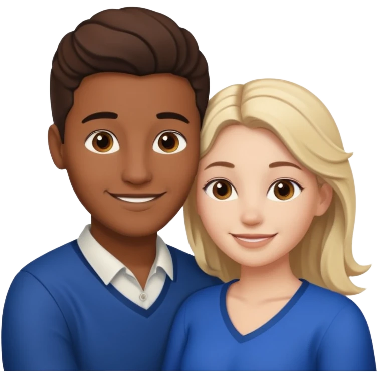 young Métis man and young white woman in a loving embrace emoji
