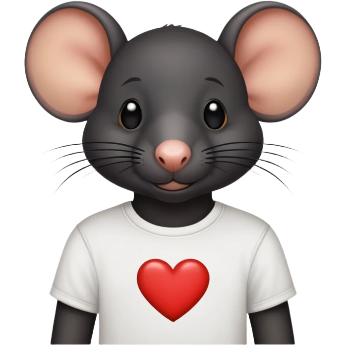 All black rat with "stevie ❤️" on his T shirt emoji