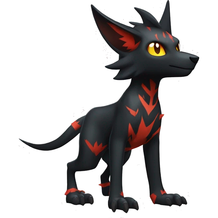 Cool Edgy Litten-Houndoom-Luxray Fakémon Digimon with Edgy markings, full body, outlined emoji