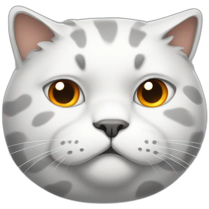 fat cat mostly white and gray with traces of orange emoji