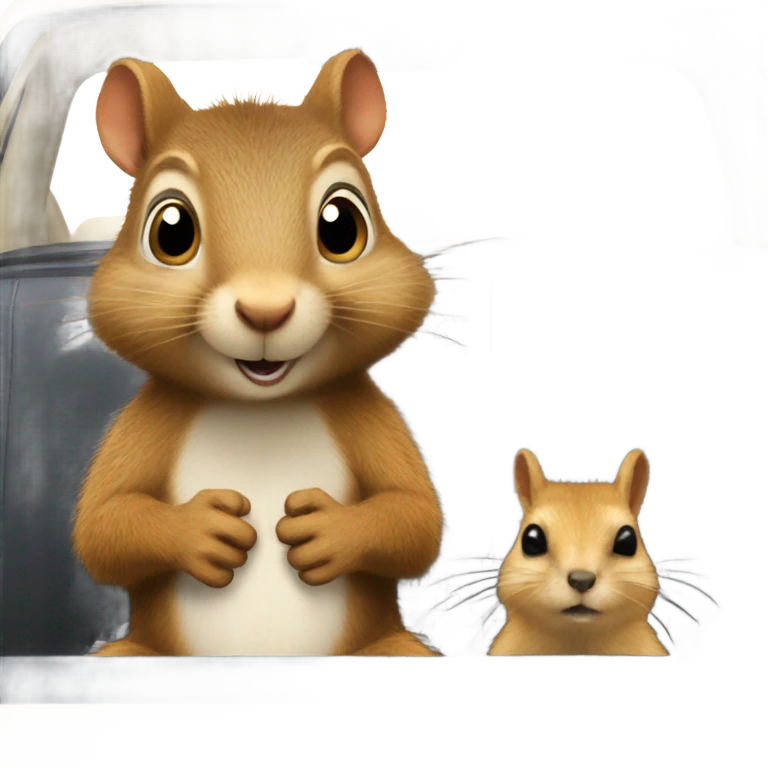 Squirrel and Quokka in a car  emoji
