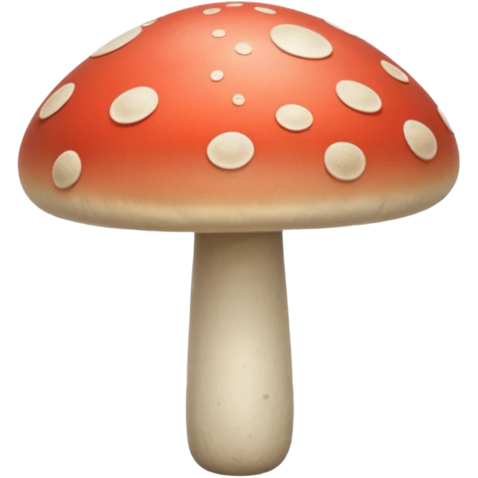 single button mushroom, three-quarter view, smooth rounded cap, short stem, off-white to pale beige, natural shading, subtle speckles, fresh and plump, 3D clean style, no faces, transparent background emoji