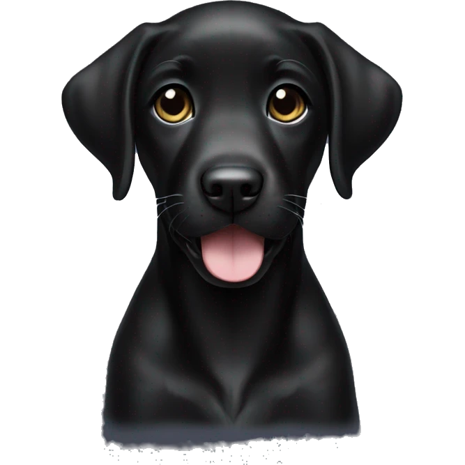 happy black labrador female puppy with small white chest emoji