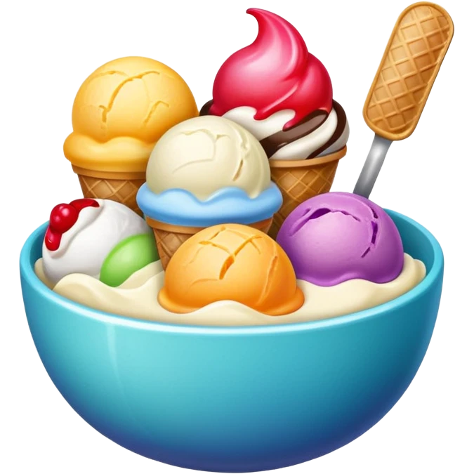 different icecream scoopsicecream in bowl emoji