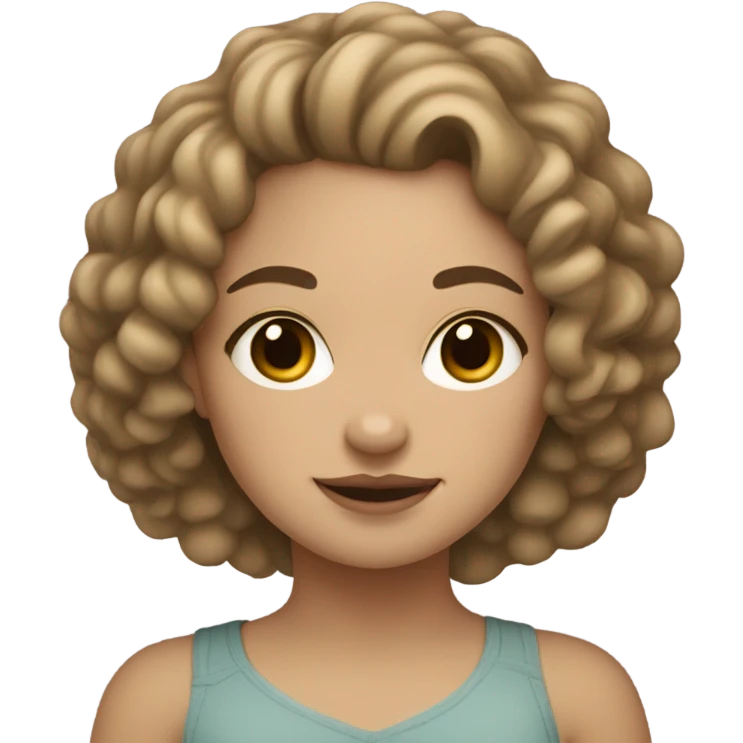 Light skin girl curly hair with beige pug emoji