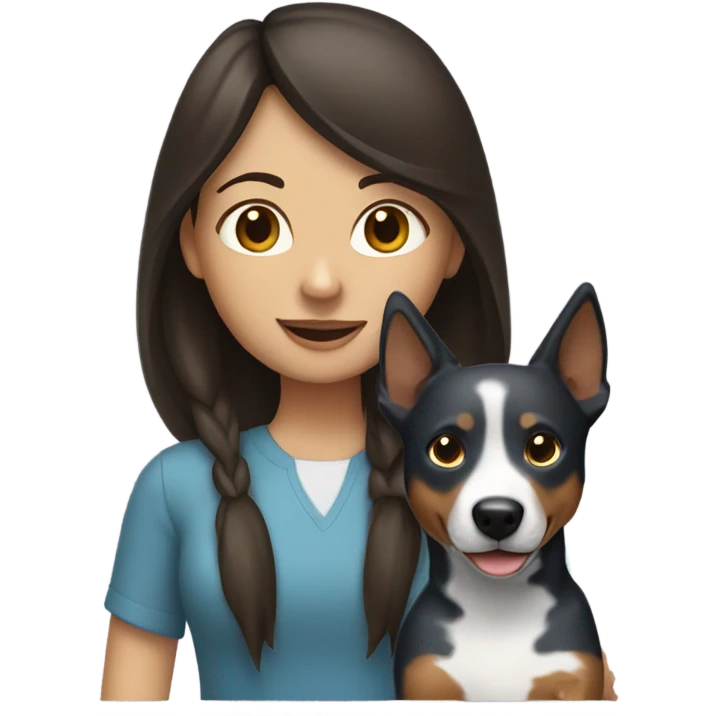 brunette girl with blue heeler emoji