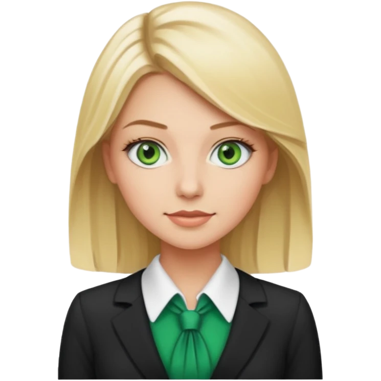 blonde real estate broker, 20 years old, green eyes, wears a cute corporate dress emoji