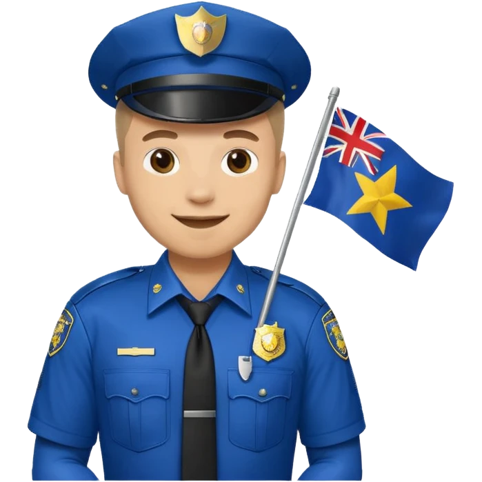 A male cop holding a Kansas flag emoji