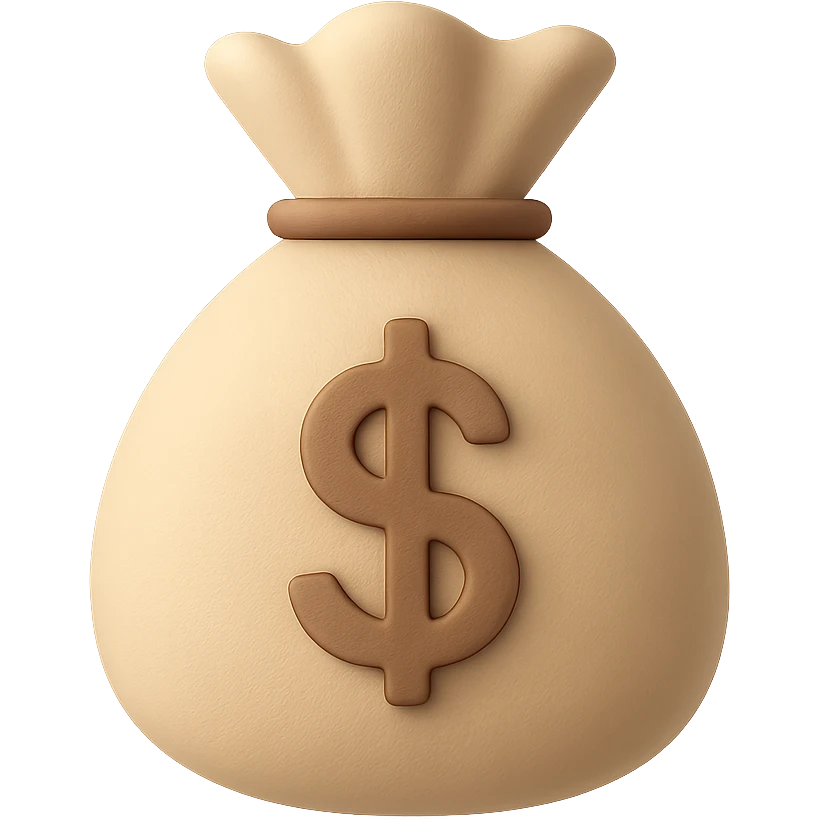 3d, skeuomorphic, minimalist, money bag emoji