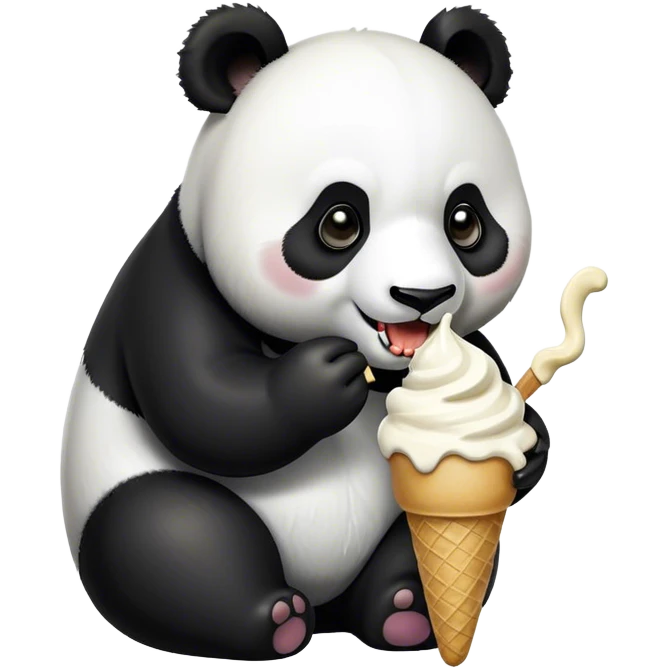 Panda eating ice cream emoji